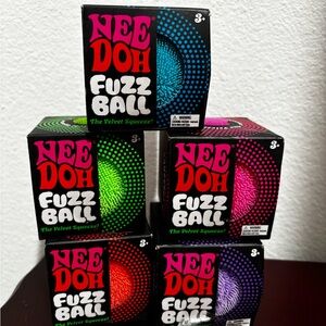 Nee Doh Fuzz Ball set- Pink, Blue, Green, Orange, Purple